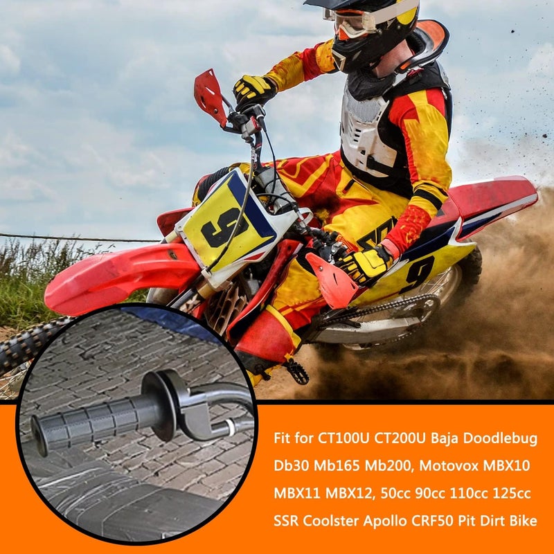 HOLATO 22mm 7/8 Throttle Handle Grips Cable Clamp On Off Switch for Coleman CT100U CT200U Baja Doodlebug Db30 Mb165 Mb200 50cc 90cc 110cc 125cc SSR Coolster Apollo CRF50 Pit Dirt Bike - Image 2